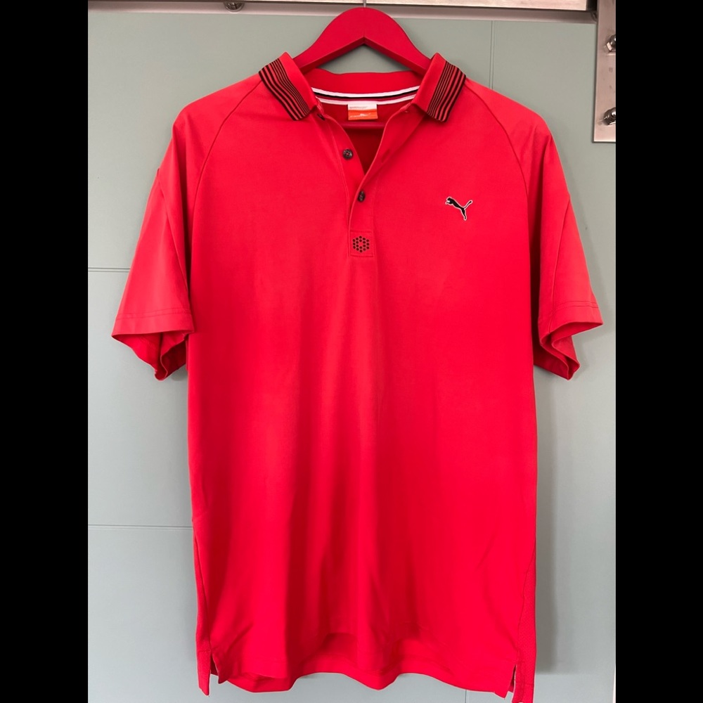 Men's bright red Puma golf shirt./Size L